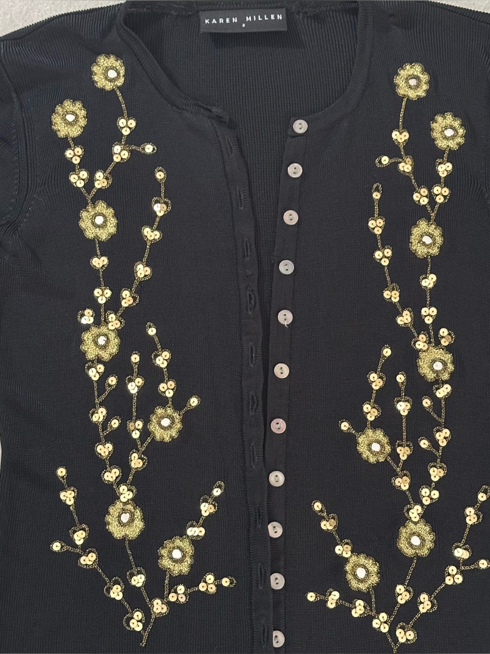 Karen Millen Black Long-Sleeve Cardigan with Gold Embellishments - Picture 5 of 12